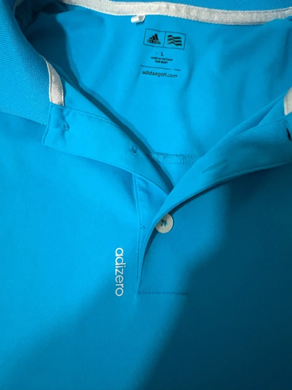 adidas Men's Bright Blue Athletic Polo with Contrast Trim